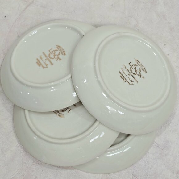 4 Lenox Winter Greetings 4" Dia Dip Dish Saucers Holiday - Picture 4 of 5